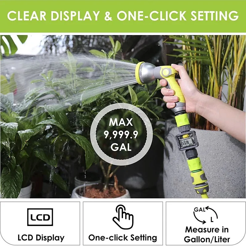 Flow meter water flow meter turbine flow meter digital turbine flow meter Digital Water Flow Meter Hose Water Meter for Outdoor Garden Hose Measure Consumption and Flow Rate with Quick Connectors