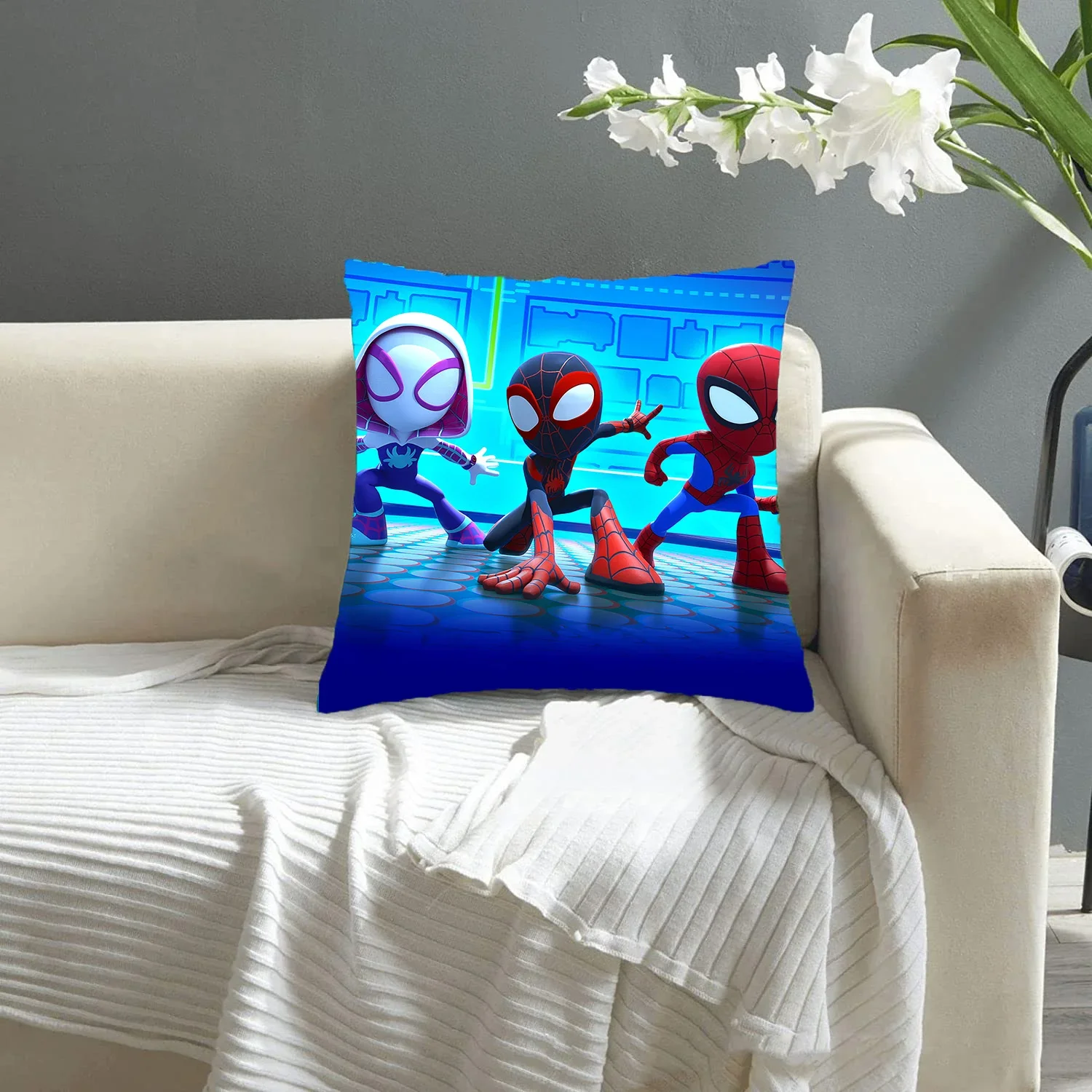Spidey And His Amazing Friends Square Throw Pillow Covers Pillowcases Cushion Covers Painted Soft Cozy Throw Pillow Case Zipper cushion cover pillow case cover