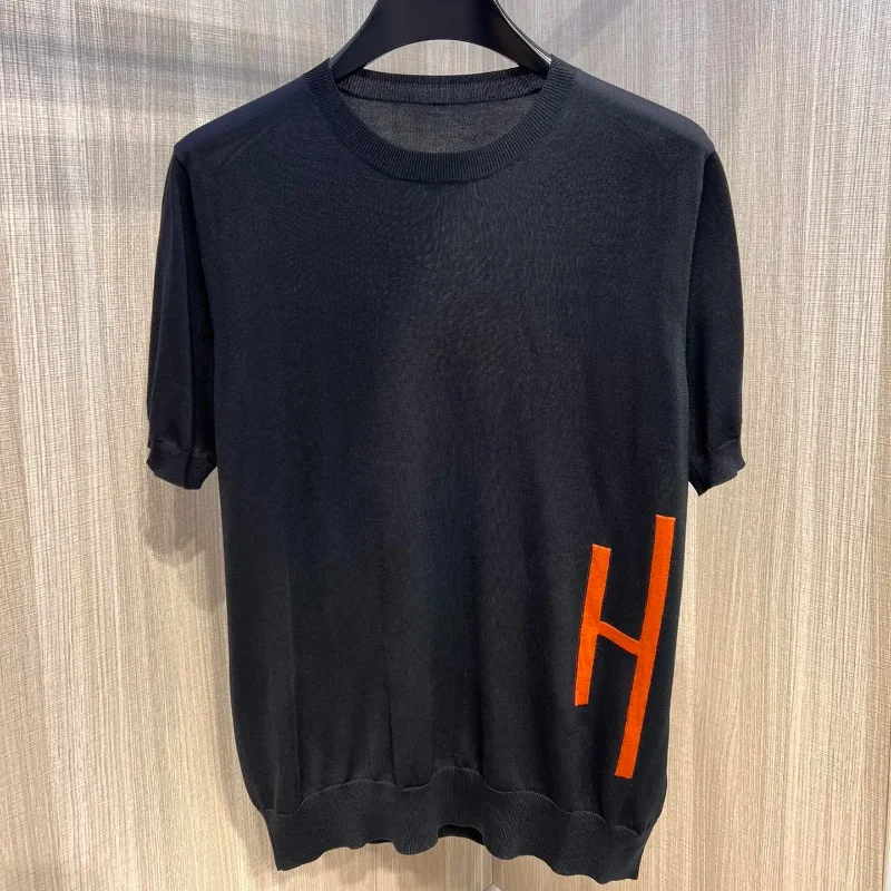 

2024ss Fashion H Jacquard Logo Oversized T-shirt Casual Tees Graphic T Shirts Y2K Streetwear Men's Clothes Women's Clothing