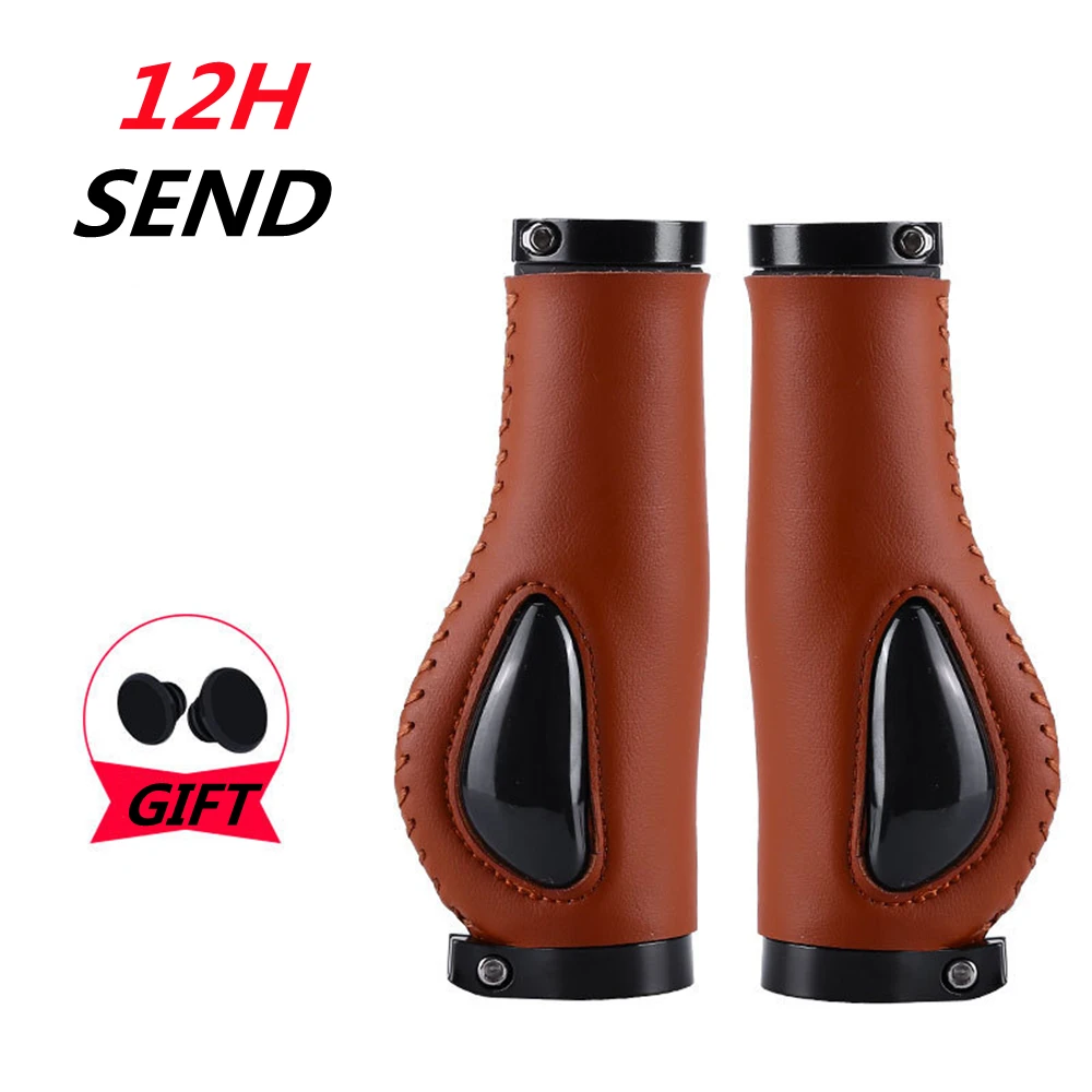 Bicycle Handlebar Leather Grip Mountain Road Bike Handles Ergonomic Non