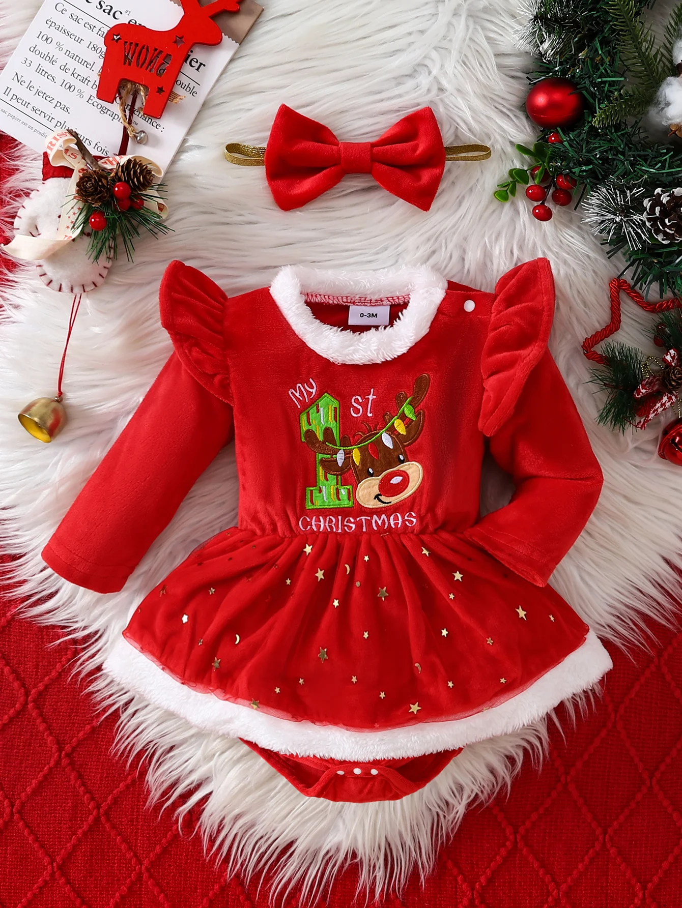 Christmas Baby Girl Cute Suede Stitching Mesh Princess Dress, Baby Girl  Long Sleeve Elk Stitching Stars Mesh Dress Party Costume - AliExpress 1501
