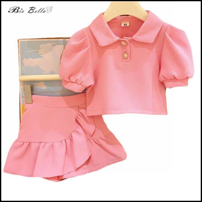 

Spring Summer Girl Baby Clothing Sets Soild Fashion Lovely Skirt+Tops 2024 New Style New Year Birthday 2-7 Yrs Children Clothes