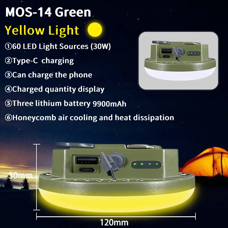 MOSLIGHTING 9900Mah Outdoor Camping Light Portable Rechargeable LED Magnet Tent Lamp Fishing Light Household Emergency Lighting - Image 8