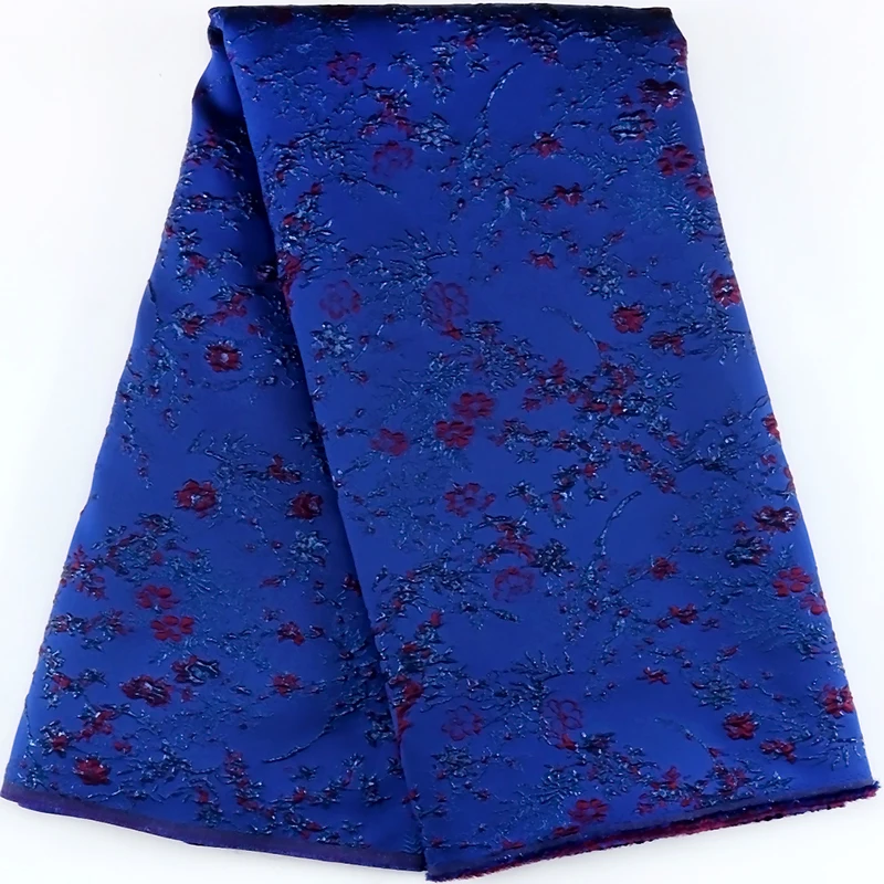 

African Brocade 5 Yards Lace Fabric High Quality French Satin Print Jacquard Gilding Fabric Nigerian For Wedding Party Dress Sew