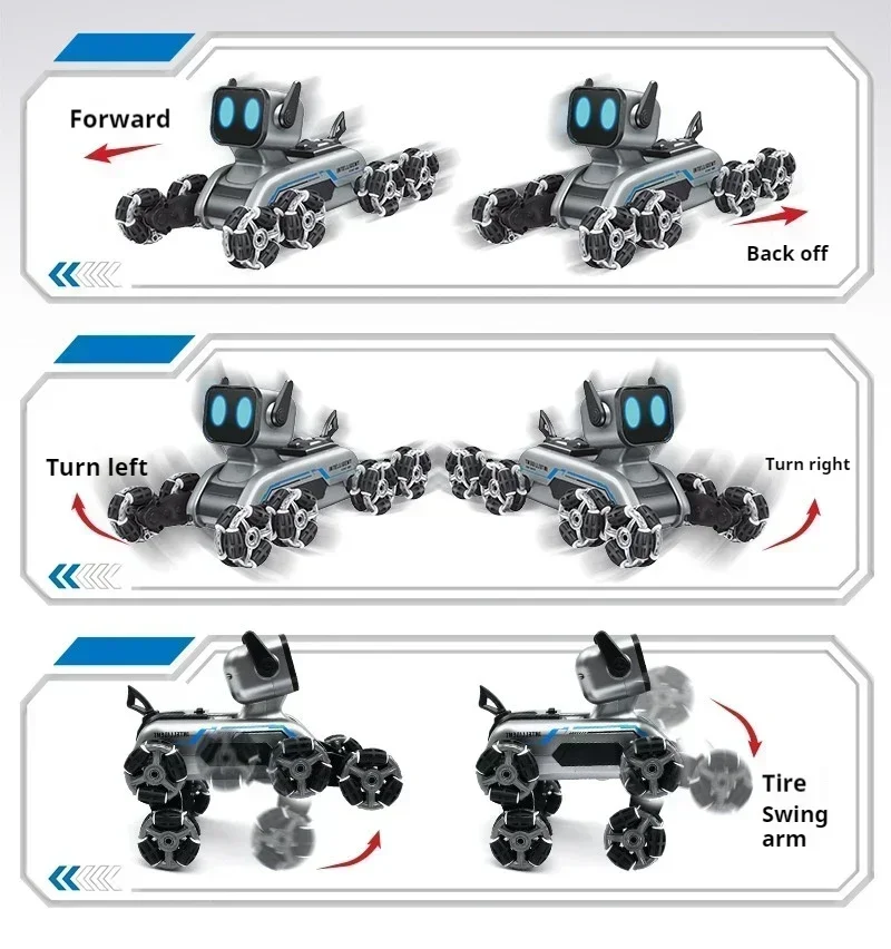 Eight wheel stunt mechanical dog intelligent gesture induction spray drift climbing deformation electric remote control toy dog