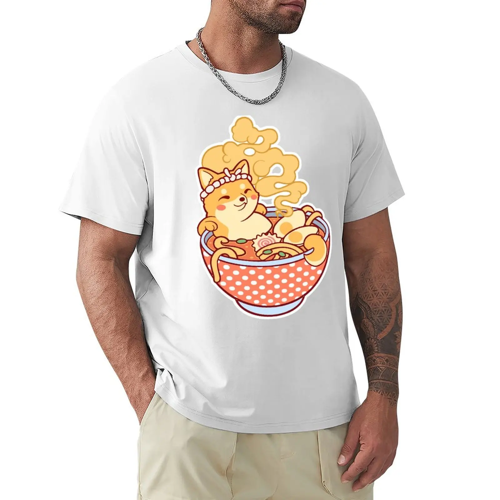 Ramen Shiba Bath T-Shirt Tees Asciugatura Rapida Top Estivi Oversize Abbigliamento Uomo
