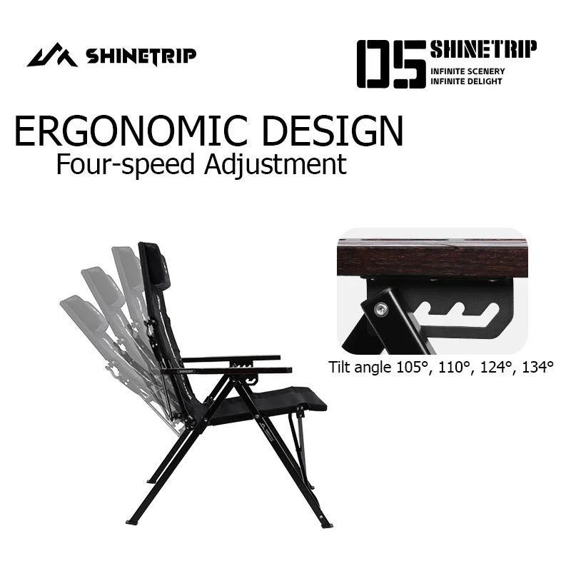 Breathable Folding Chair ShineTrip Outdoor Camping Folding Chair Portable Camping Adjustable Folding Chair Office Lunch Nap Fishing travel Picnic