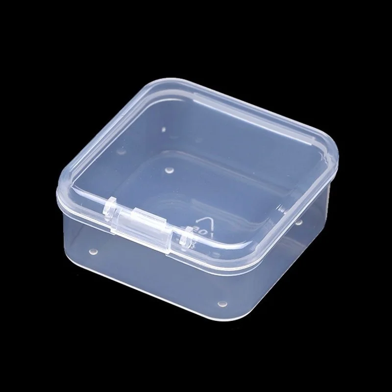 12Pcs Mini Boxes Square Transparent Plastic Box Jewelry Storage Case  Finishing Container Packaging Storage Box for Earrings Ring