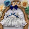 20cm attribute free blue floral cotton doll 3