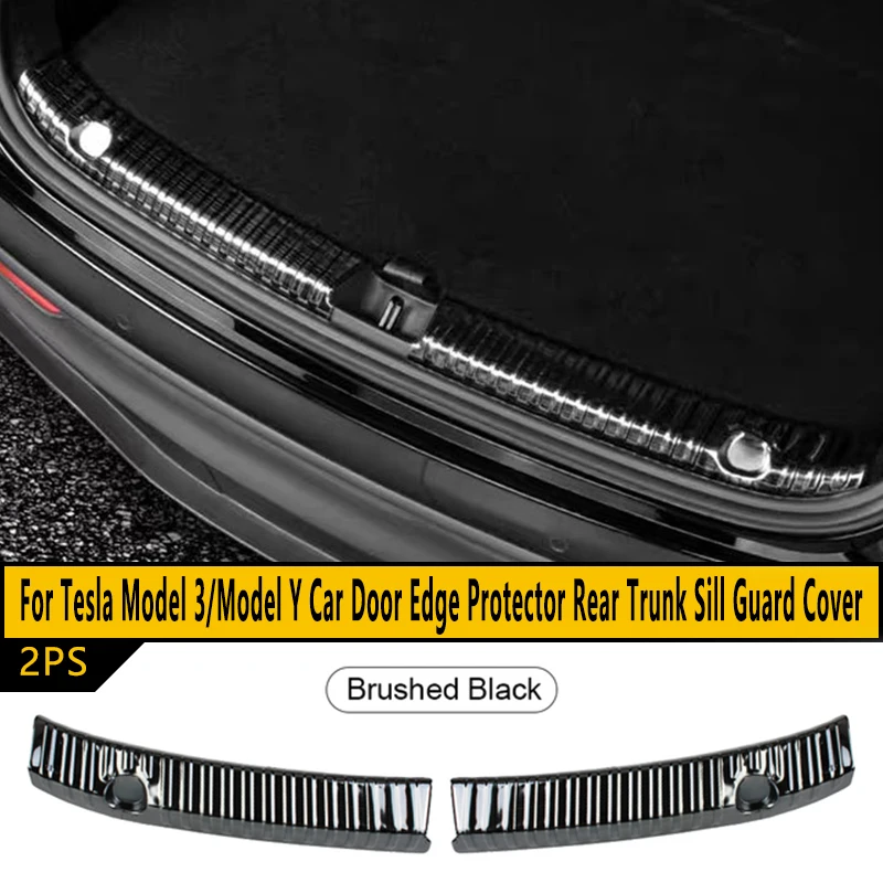 

2Pcs Auto Bumper Foot Plate For 23 24 highland Tesla Model 3 Y Car Door Edge Protector Rear Trunk Sill Guard Cover Accessories