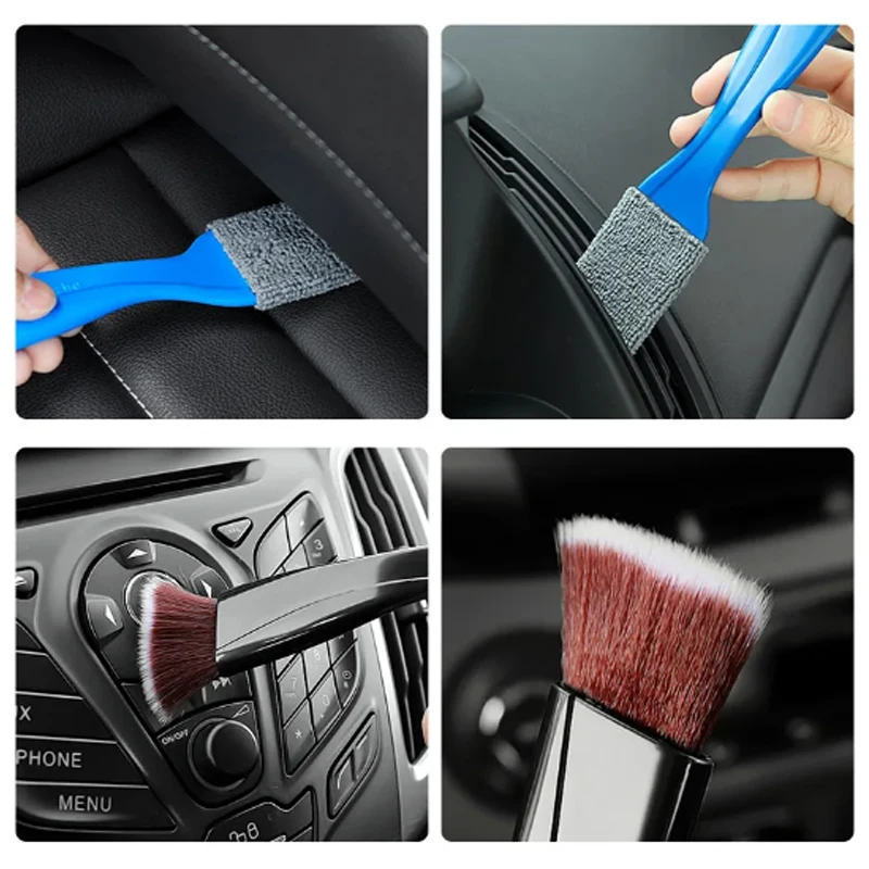 2 In 1 Car Dust Tool Cleaning Brush Interior Accessories for Peugeot 307 206 107 207 406 208 3008 607 408 407 308 106 508 301