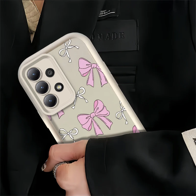 Chic Pink Bow Silicone Phone Case - Cute Korea-Inspired Anti-Drop Cover