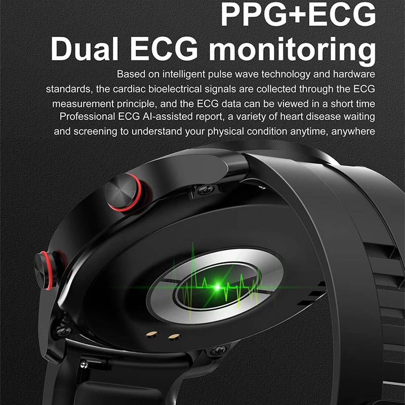 ECG + PPG Smartwatch 2022 Ʈ ġ   ȭ ߿  IP67   ð  ȭ ȵ̵