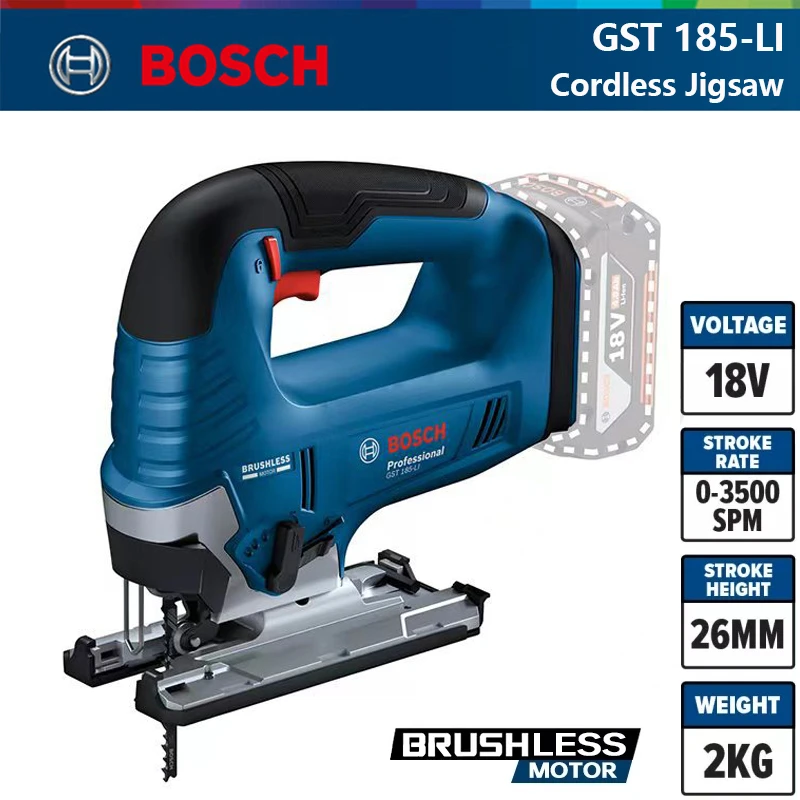 Bosch Cordless Jigsaw GST 185 Li Brushless Motor Adjustable Speed Multi Function Woodworking