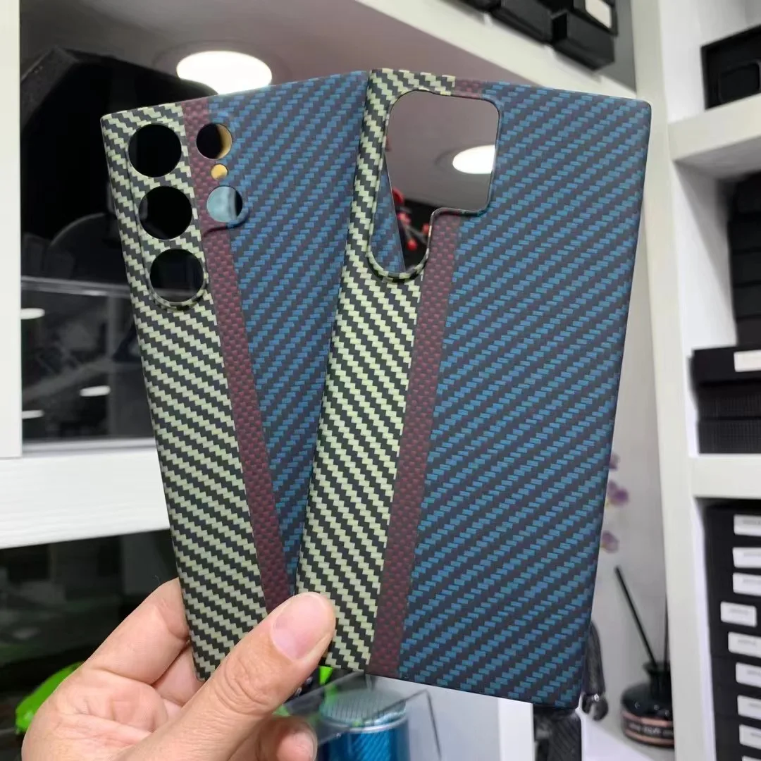 Carbon Case for Samsung Galaxy S22 S23 Ultra, Aramid Fiber Material, Ultra-Thin, Niche, Protective Cover