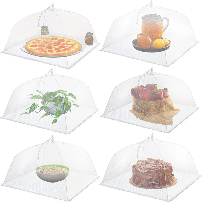 1 PC Picnic Insect Proof Household Kitchen Dust Proof Food Cover Folding Mesh Square White Cover Vegetable Cover
