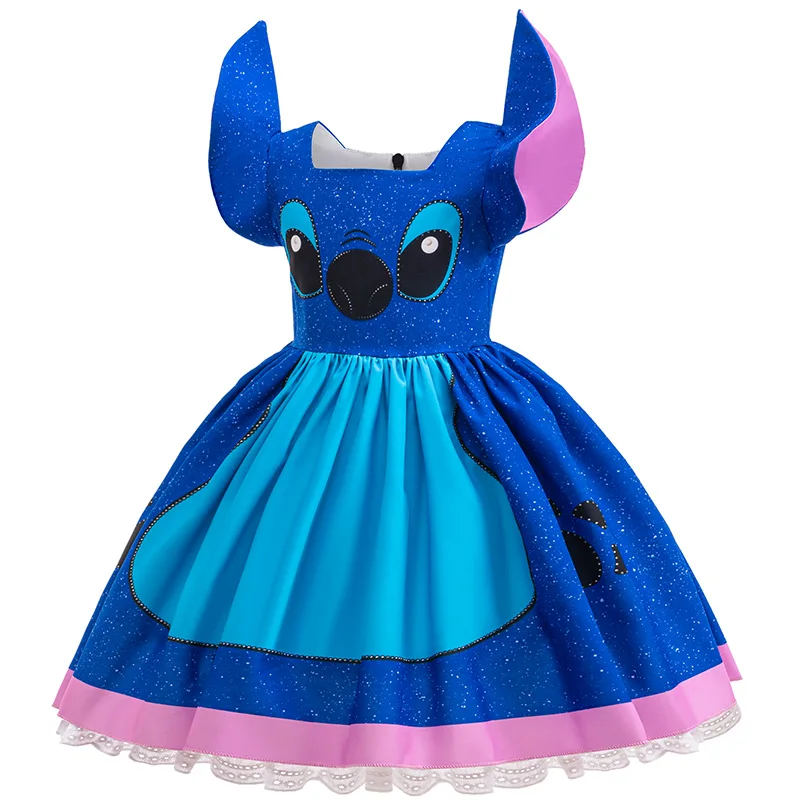 Vestido Disfraz Stitch Rosa Girl's Dress Cartoon Stitch Movie Same