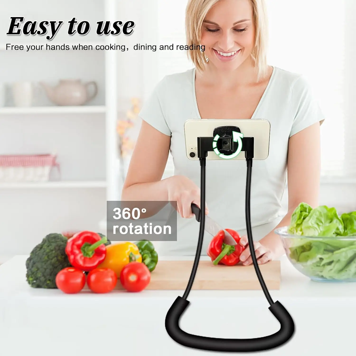 Enhanced 360° Rotation Gooseneck Phone Holder for Bed - Hands-Free, Upgraded Lazy Stand