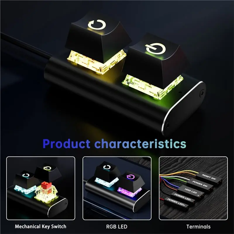 최고 등급 USB 포트 LED 표시등 인터넷 카페 컴퓨터 데스크탑 알루미늄 스위치 버튼 외부 PC 전원 켜기/리셋/재시작 버튼