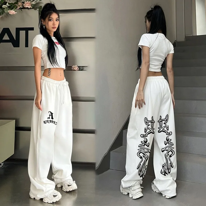 American Design Versatile Jazz Sports Pants Women's Loose Hip Hop Street Straight Casual Y2k Pants Sweatpants Women Clothes