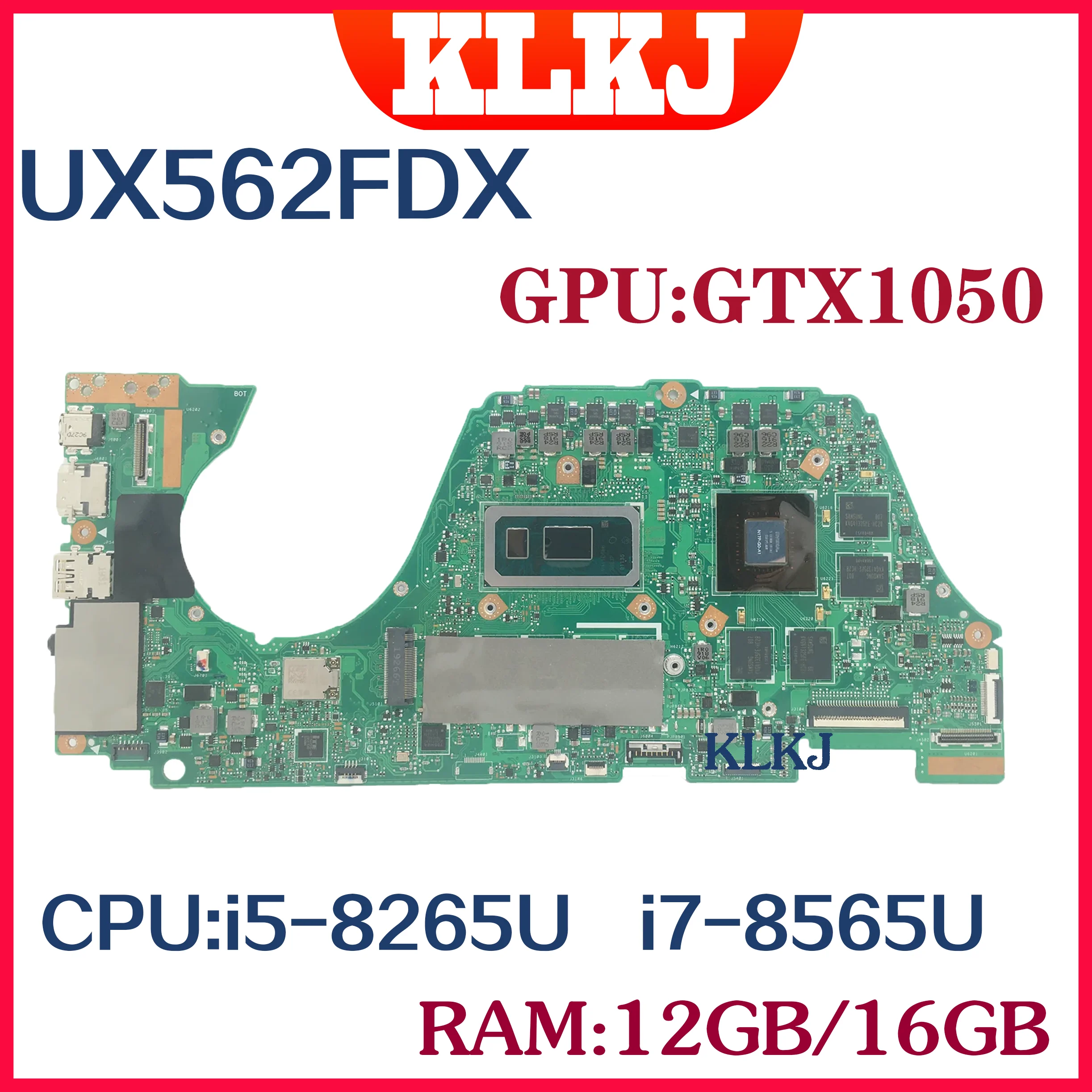 Материнская плата UX562FD для ноутбука Asus Zenbook Flip 15 UX562FDX Q536FDX UX562F MainboardW/ I7-8565U I5-8265U CPU 12GB-RAM GTX1050