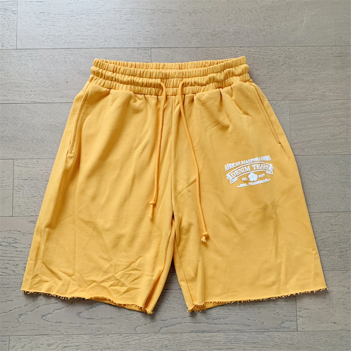 Yao888 Kapok Tide Brand Cotton Fashion Sports Drawstring Shorts Foam Logo Print Loose Sport HipHop Streetwear Pants For Men