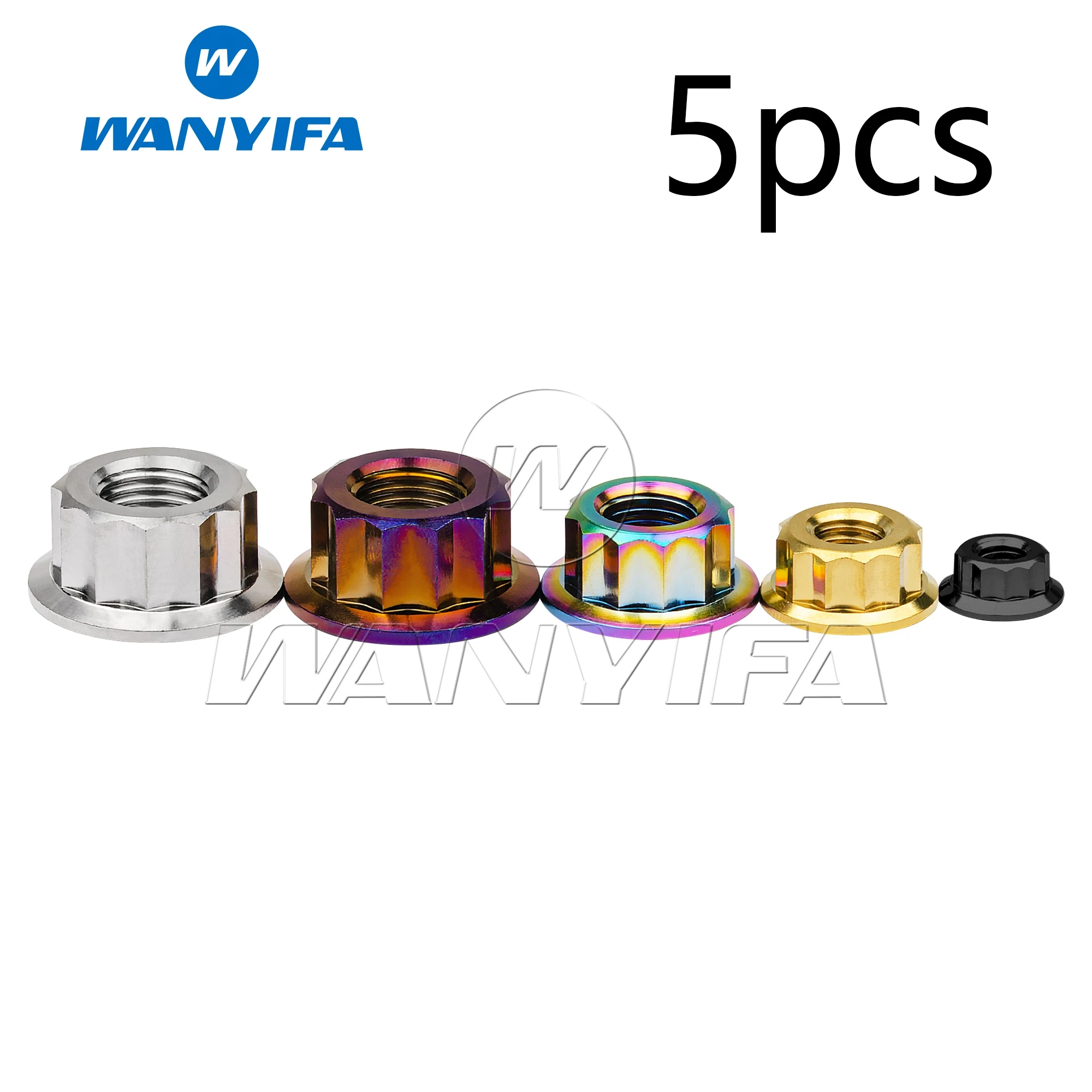 Porca de Titânio Wanyifa m5 m6 m8 M10 M12 bi Hex Flange 12 Porcas Ponto para Bicicleta Motocicleta Retrofit