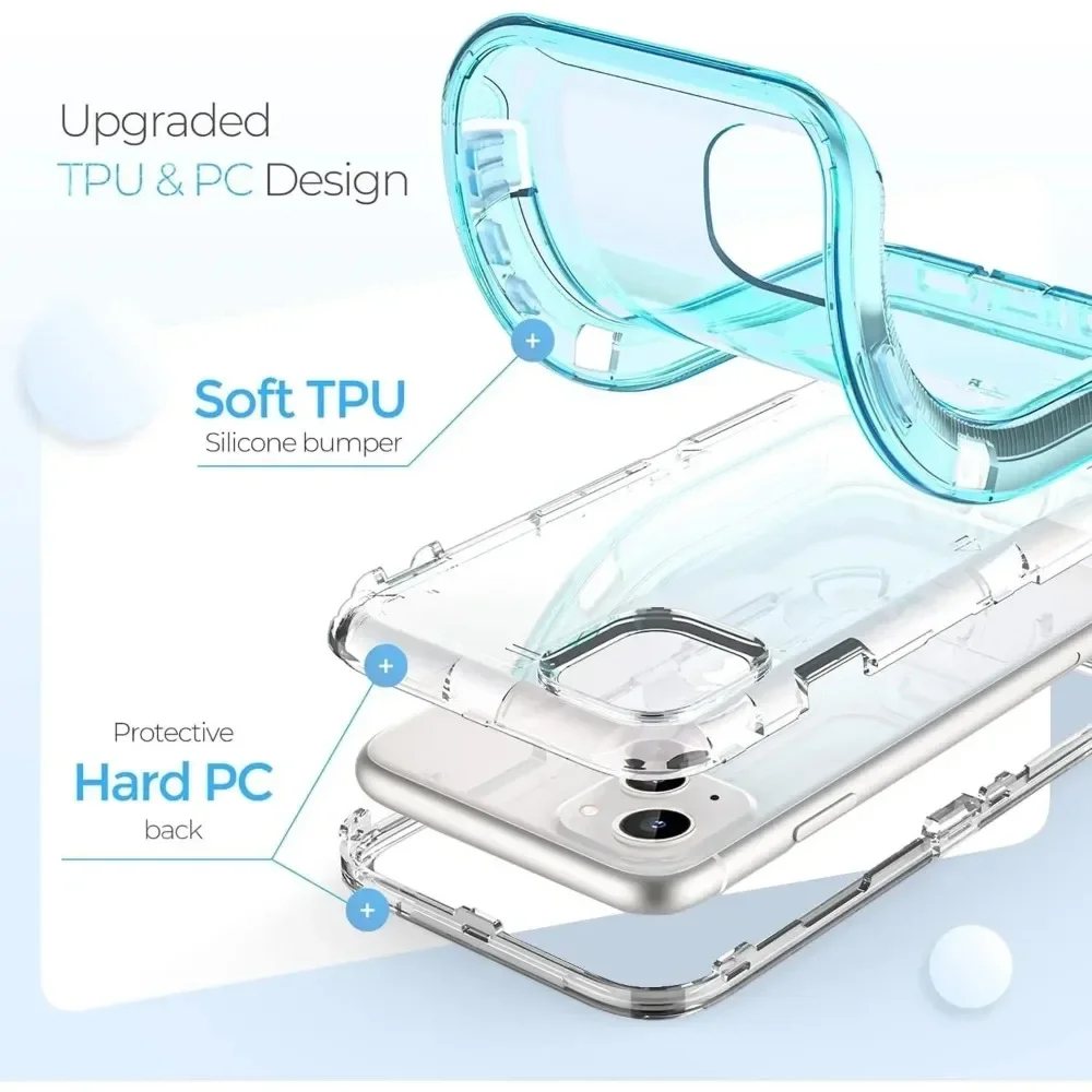 Triple-Protection Heavy Duty Shockproof Armor Case - Rugged Military Grade Anti-Drop Clear Cover