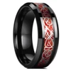 Bague celtique en acier inoxydable pour homme, 21 couleurs, 8 mm, incrustation de dragon rouge, vert, noir, fibre de carbone, alliance, bijoux, taille 6-13