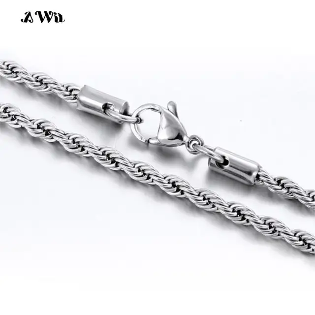 96689-703a61.jpg AWIT-Bracelet Chaîne Corde Torsadée pour Femme, Hip Hop, Punk, 4mm, Document localité, Acier Inoxydable, Collier Document localité, Bijoux Fantaisie