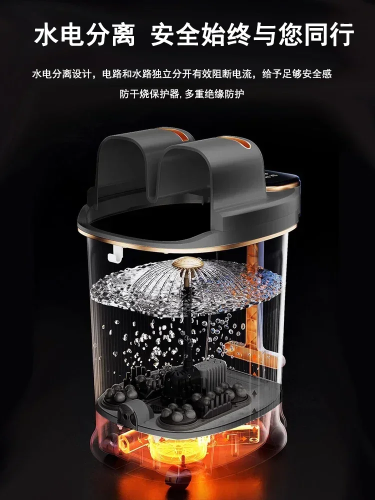 Foot bath barrel heated constant temperature high deep wooden barrel foot bath electric massage fully automatic 4