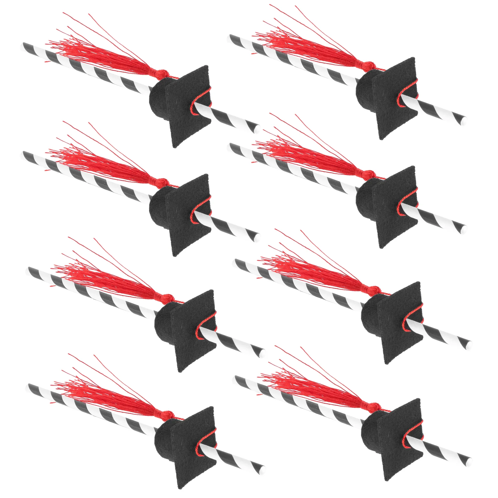 12 Pcs Straws Decor Party Drinks Non Woven for Drinking Red Heart Confetti Long Graduation