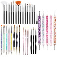 5/20Pcs Nail Art Brush Design Tip Painting Drawing Carving Dotting Pen FlatFan Liner Acrylic Gel UV Polish Manicure Tools 1