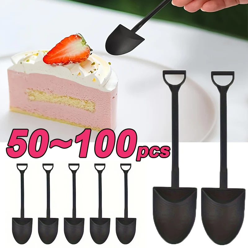 Disposables Cake Dessert Spoon Plastics Shovel Ice Cream Eating Yogurt Spoon Tableware 50/100pcs plastic spoons