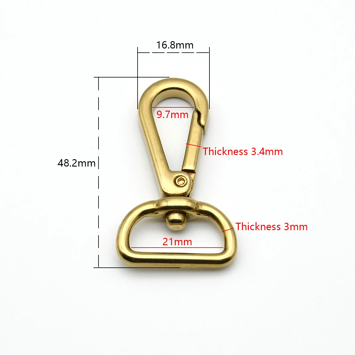 Messing Karabiner Karabinerhaken Trigger Clip Drehgelenk Schnalle Lederhandwerk Tasche Teile Schlüsselanhänger Hundehalsband Karabinerverschluss – Detail 9