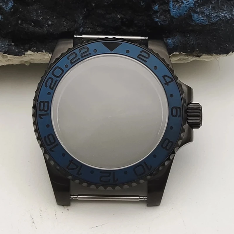 40mm Black Submariner Watch Case Sapphire Crystal Glass Fit NH35 NH36 Automatic Mechanical Movement 28.5mm Dial Men Watch Parts