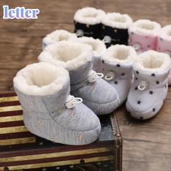 Botines de algodón para bebé recién nacido, suela antideslizante, primeros pasos, zapatos cálidos de lana, botas de nieve de 0 a 18M