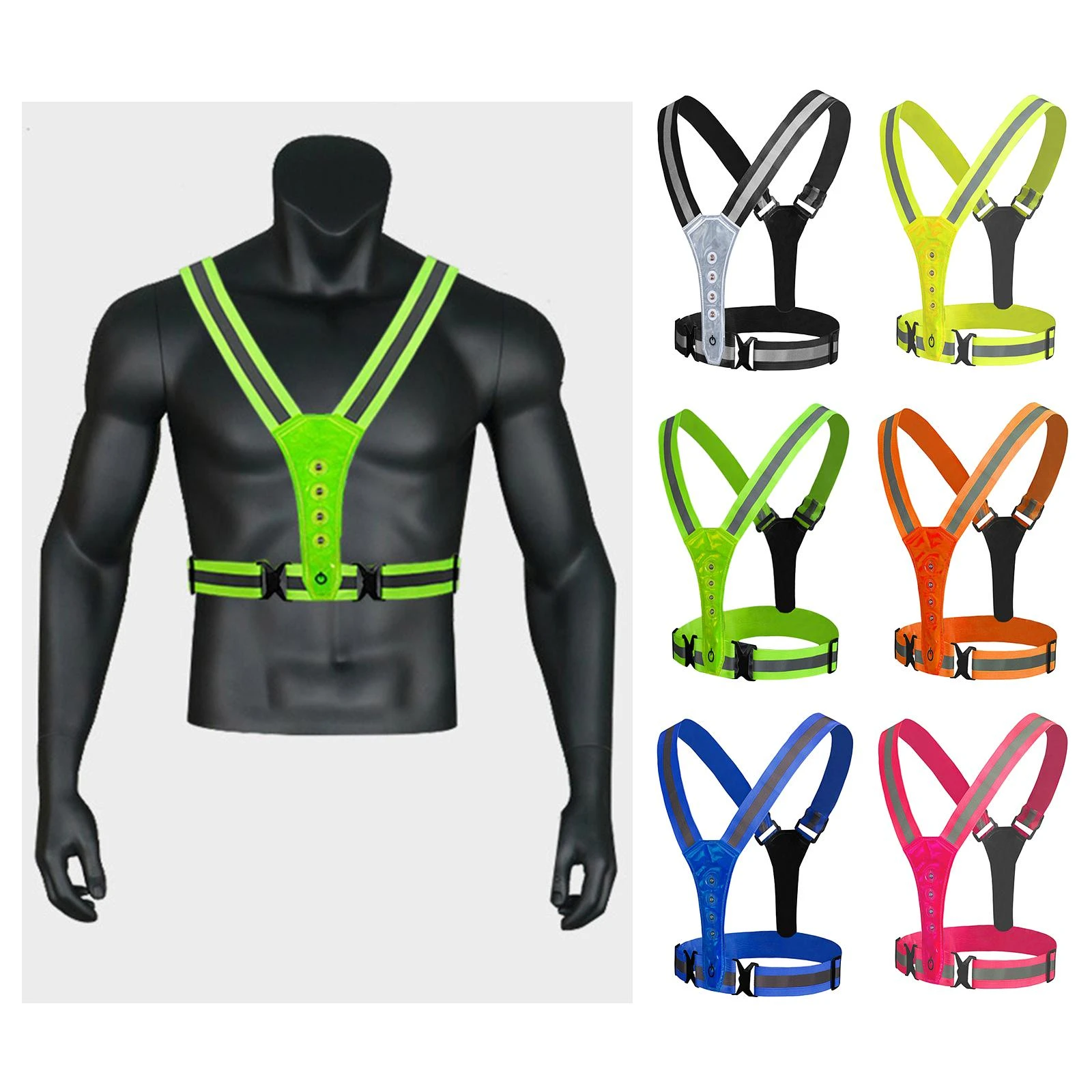 3 Modes Led Reflective Running Vest Glowing Reflector Straps Safety