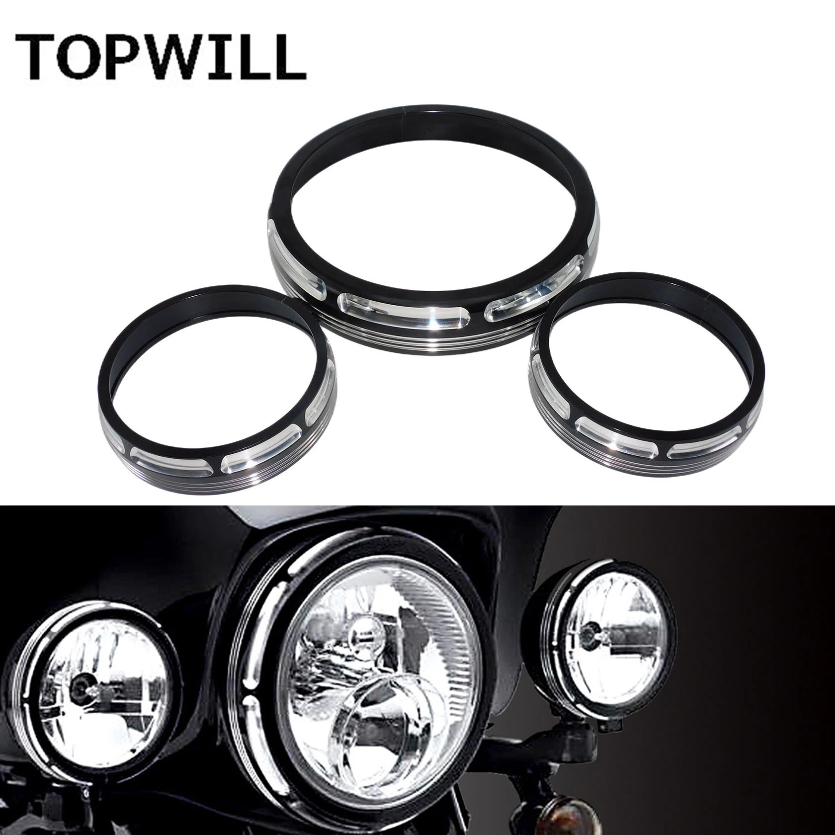 Auxiliary Headlights Custom Motorcycle Headlight Trim Ring Cover