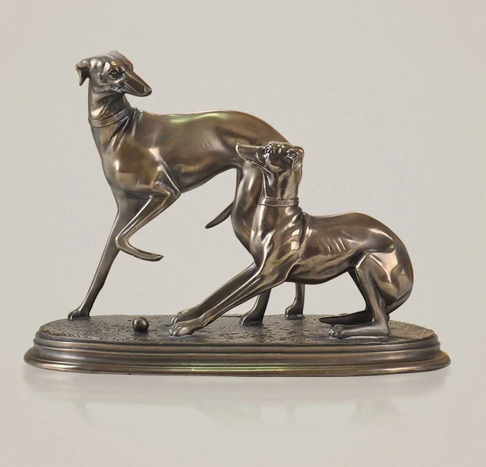 

HANDMADE GREYHOUND LOVERS FIGURINE RESIN AND COPPER HUNTING DOG SCULPTURE ART AND CRAFT ORNAMENT FOR HOME AND OFFICE DECORATION