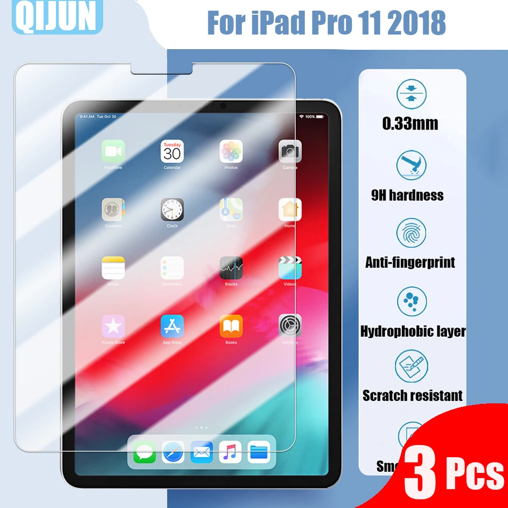 Pellicola In Vetro Temperato Per Tablet Per Apple Ipad Pro 11 2018 11.0 "Antideflagrante E Antigraffio Anti Impronte Digitali 3 Pezzi A1934 A1980 A201