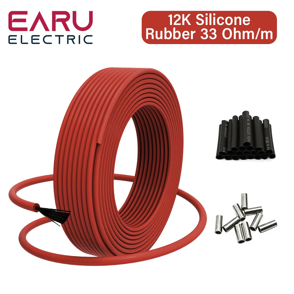 5-200 Meters Infrared Warm Floor Cable 12K 33ohm/m Electric Carbon Heating Wire Coil 3.0mm Fiber Wire Floor Hotline Thickening electric heating wire electric underfloor heating electric floor heating clips