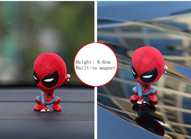 marvel spiderman figura de ação bobblehead versão kawaii desktop ornamentos decoração do carro pendurado na parede presentes brinquedo para criança