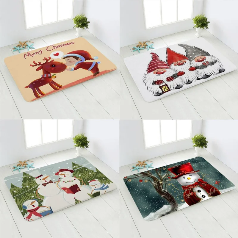 

Christmas Kitchen Mat Christmas Bedroom Entrance Door Mat Pattern Home Floor Decoration Living Room Rug Bathroom Anti-Slip Rug
