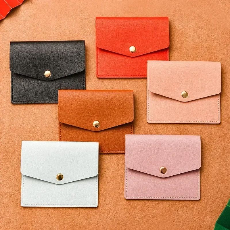 

Men Women Bank Credit Card Organizer Case Card Wallet Fashion Solid Color Leather Multi-card Slot Card Holder Hasp Coin Wallet