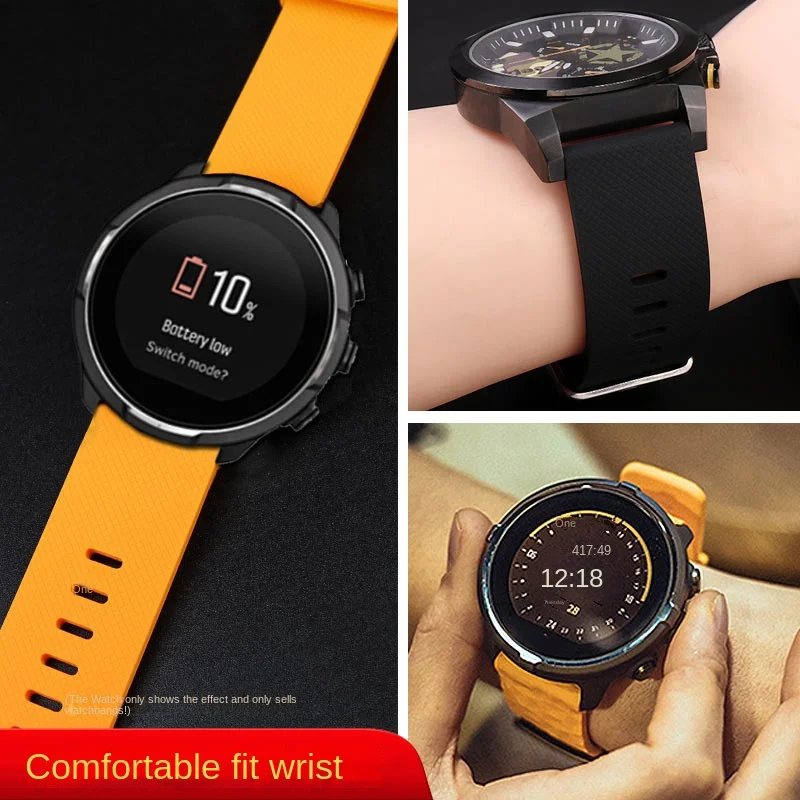 High-Quality Silicone Rubber Watch Strap with Metal Accents