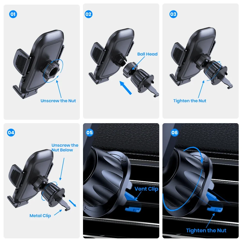 Premium Super Stable Car Phone Holder for Dashboard, Windscreen, or Air Vent
