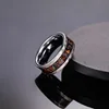 Somen 8mm Tungsten Wedding Rings For Men Dinosaur Bone Metal Slag Inlaid Hammered Edge Engagement Men's ring Fashion Jewelry 3