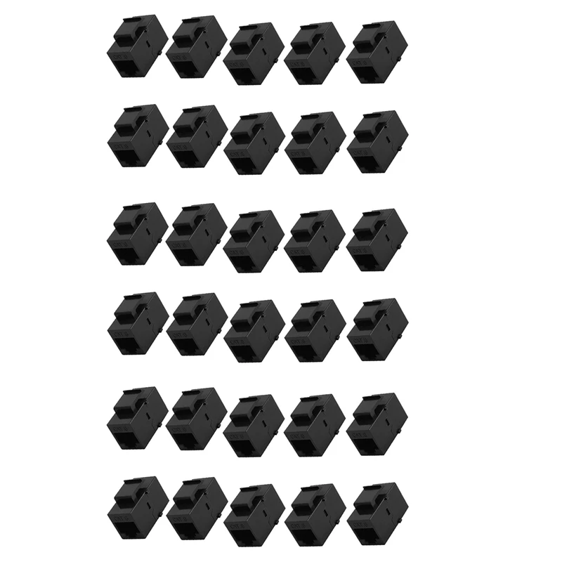 

30Pcs RJ45 Connector Keystone Jack Cat6 Extension Coupler Ethernet Network LAN Cat 6 Coupler Jacks Extend Adapter,Black