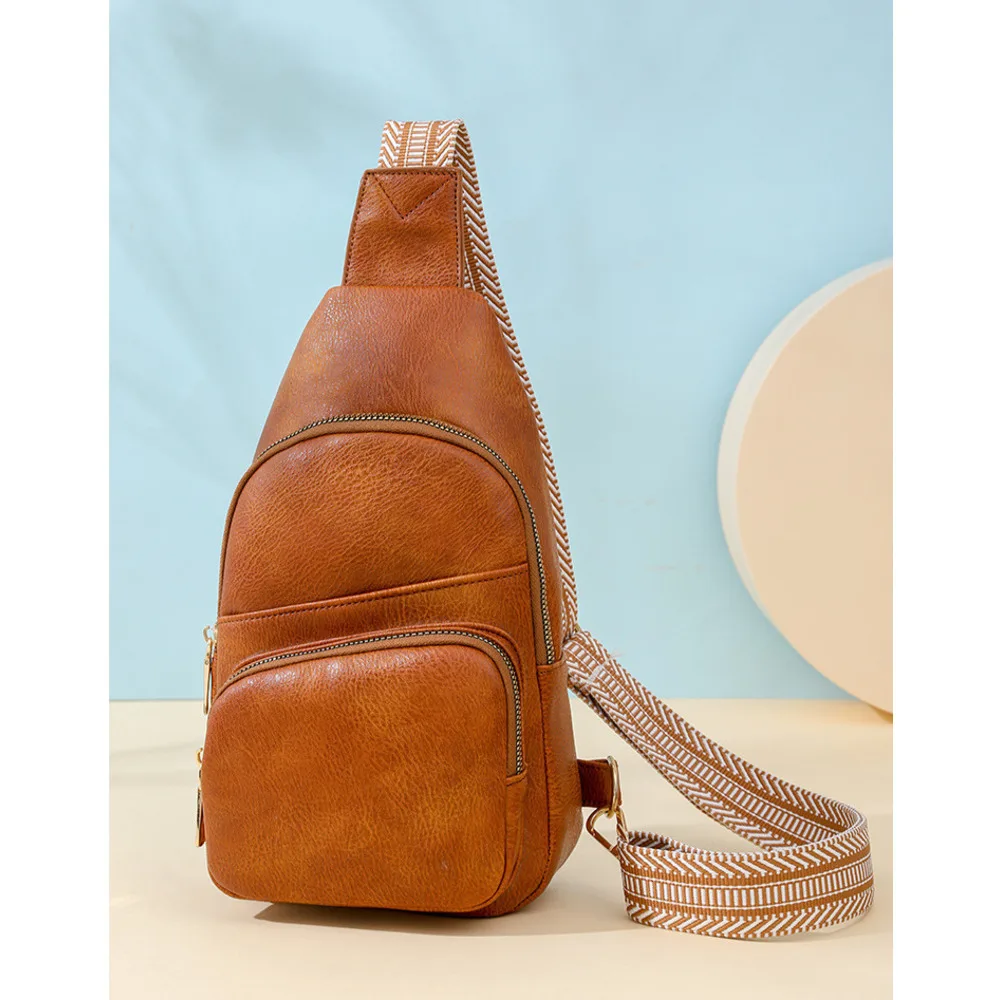 2024 Neue koreanische Ausgabe Vielseitiger modischer Rucksack mit einem Kreuzschultergurt Lässige kleine Brusttasche für Damen_voghion.com